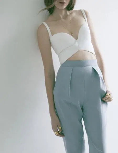 quần phối crop ôm