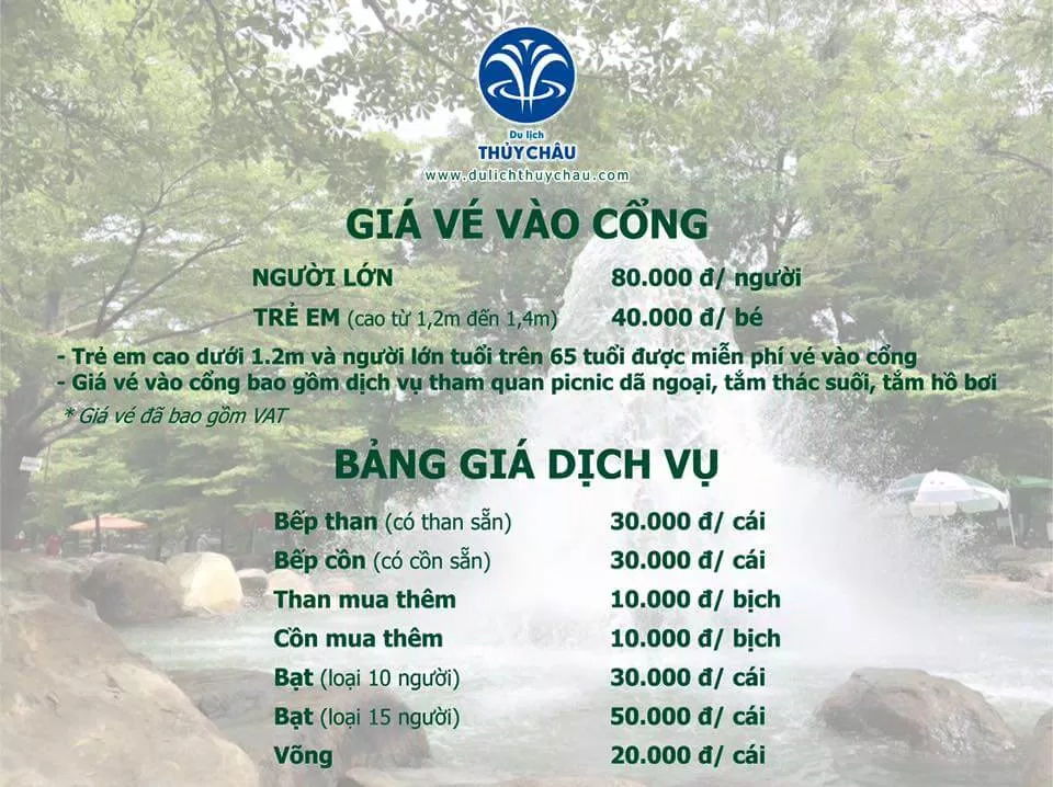 Bảng giá vé tham khảo