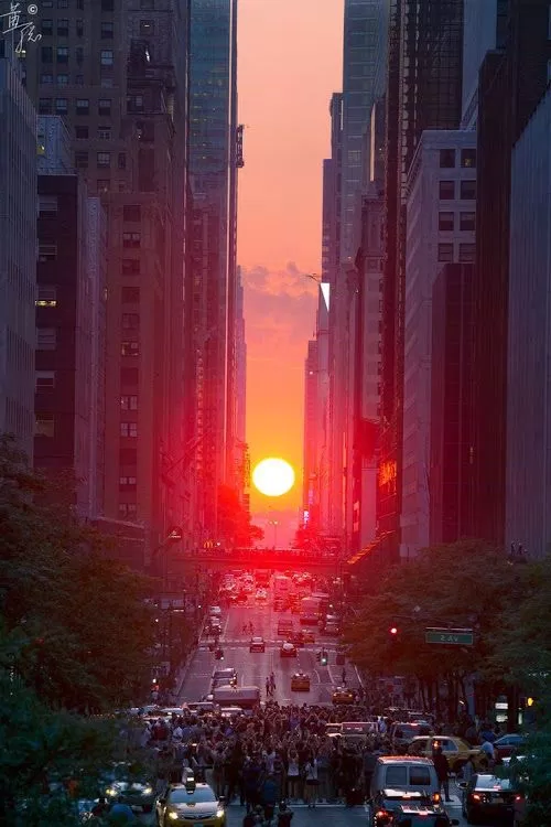 Manhattanhenge - hoàng hôn New York