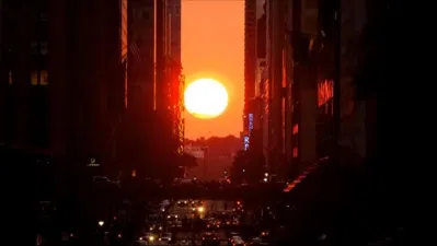 Manhattanhenge - hoàng hôn New York