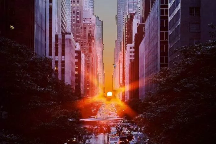 Manhattanhenge - hoàng hôn New York