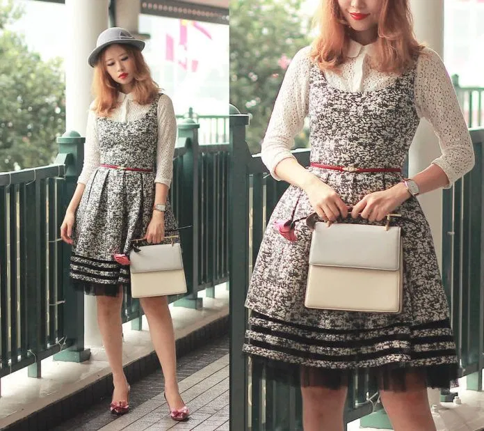 Váy yếm xòe cho nàng một phong cách tiểu thư dễ thương. (ảnh: internet)