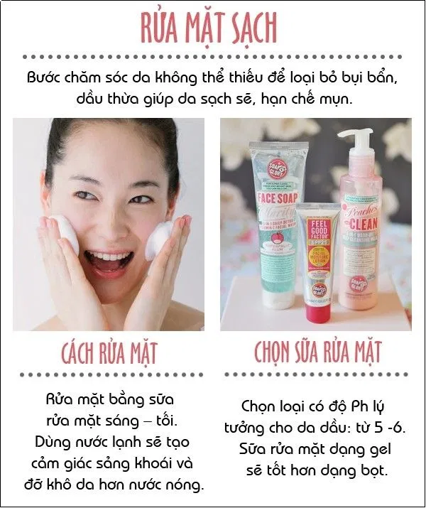 Chọn sữa rửa mặt phù hợp với tình trạng da và rửa đúng cách (Ảnh: internet)