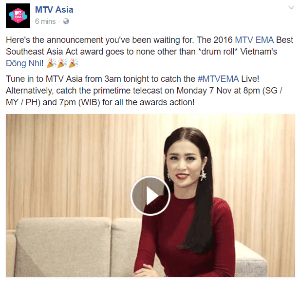 Video công bố Đông Nhi trở thành "Nghệ sĩ Đông Nam Á xuất sắc" (Ảnh: Internet)
