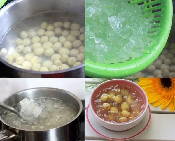 cách nấu món chè nha đam hạt sen