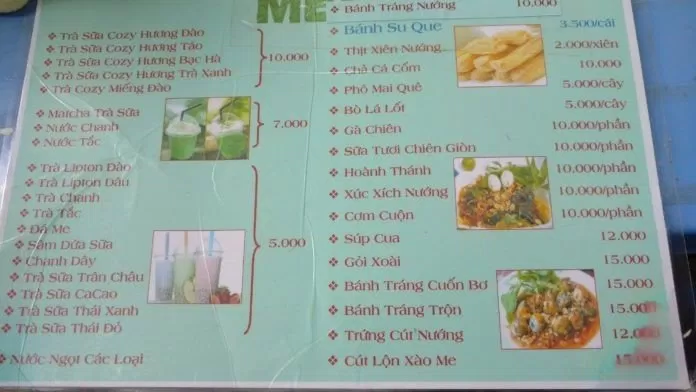 Menu Quán