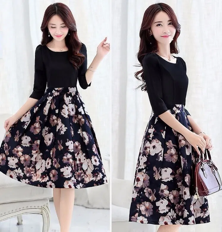 Đầm hoa dáng xòe Đầm hoa dáng xòe 01