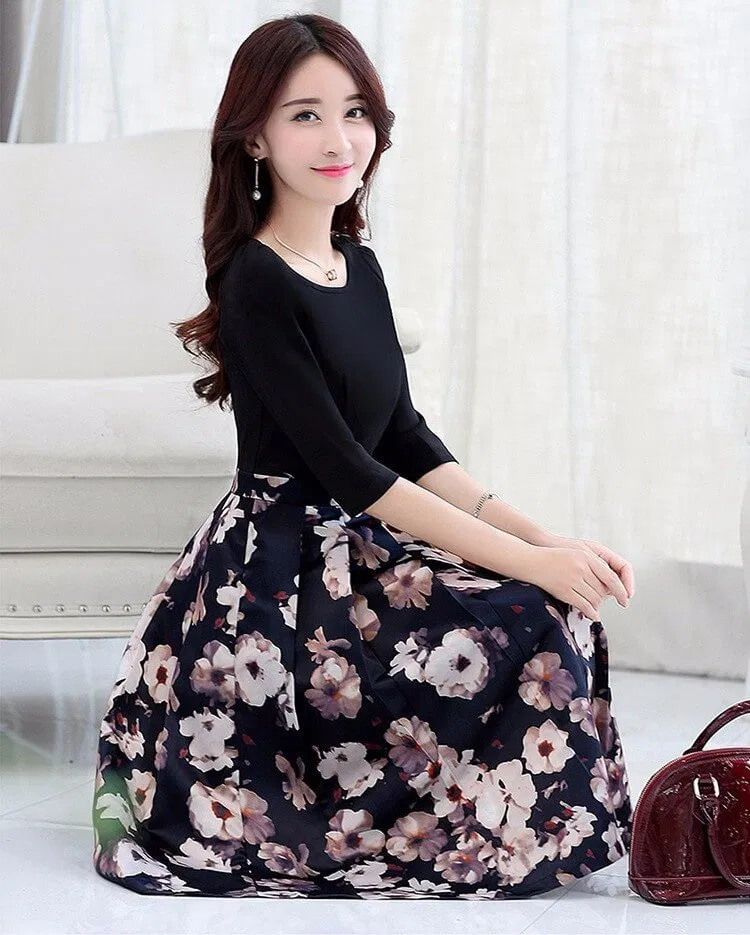 Đầm hoa dáng xòe Đầm hoa dáng xòe 02