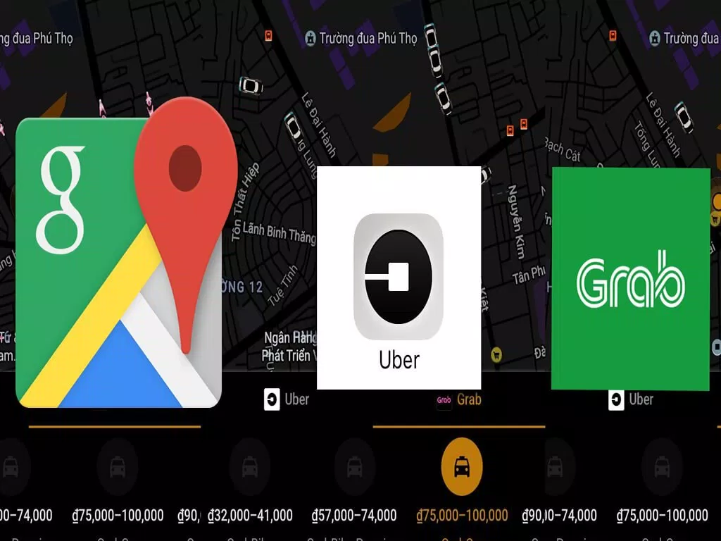 Đặt xe Uber, Grab trên Google Maps