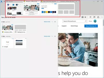 Tính năng Tab preview trên Microsoft Edge 15