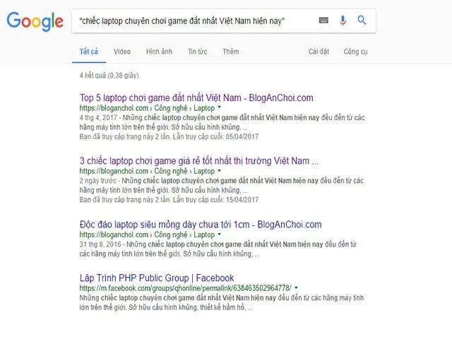 Mẹo tìm kiếm chính xác nhất