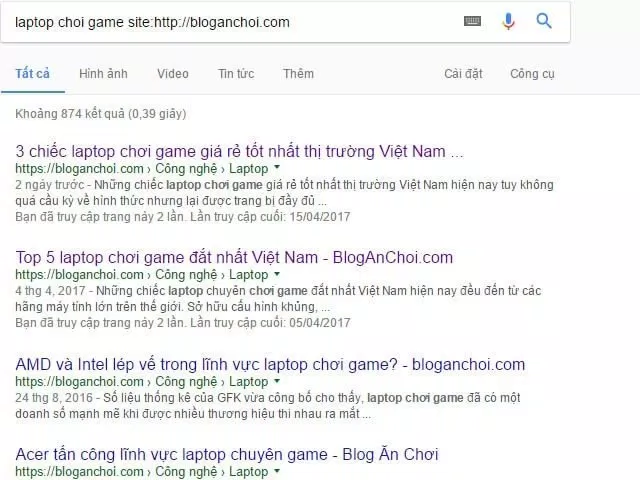 Mẹo tìm kiếm trong trang