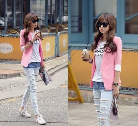 Áo thun với áo khoác ngoài