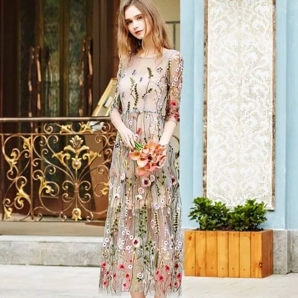 Đầm maxi chiết eo thời trang