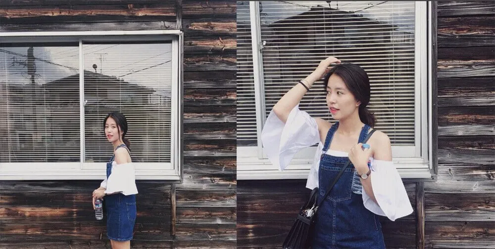 Mẫn Tiên phối áo hở vai cùng váy jean