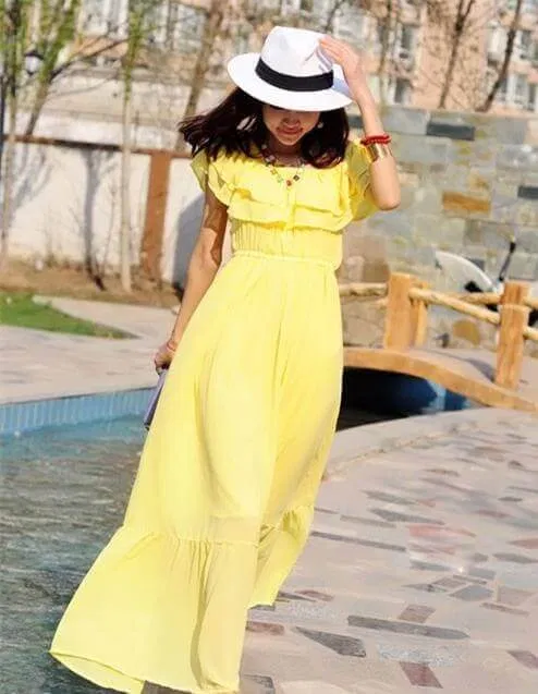 Đầm maxi chiết eo