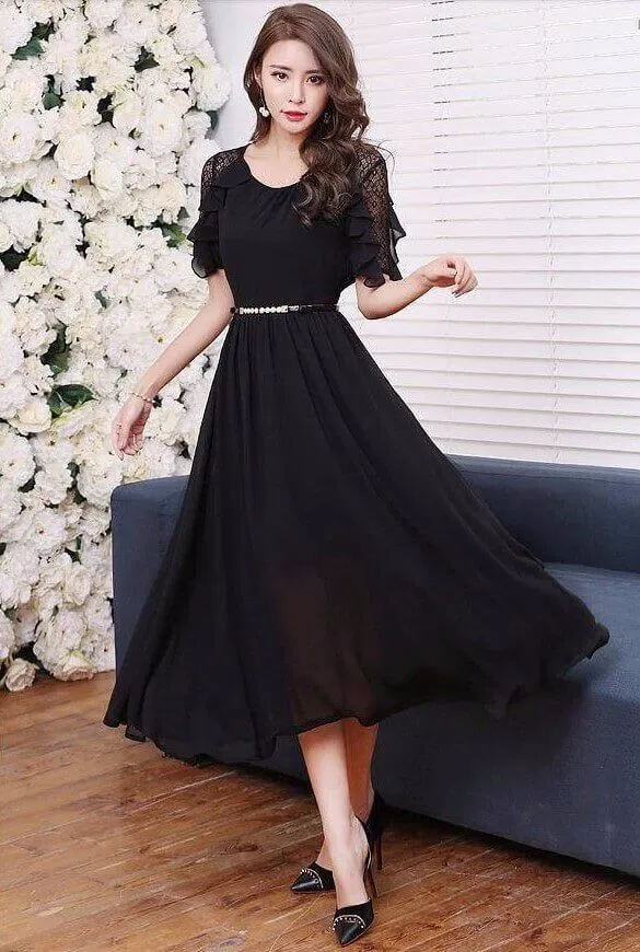 Đầm maxi tay bèo