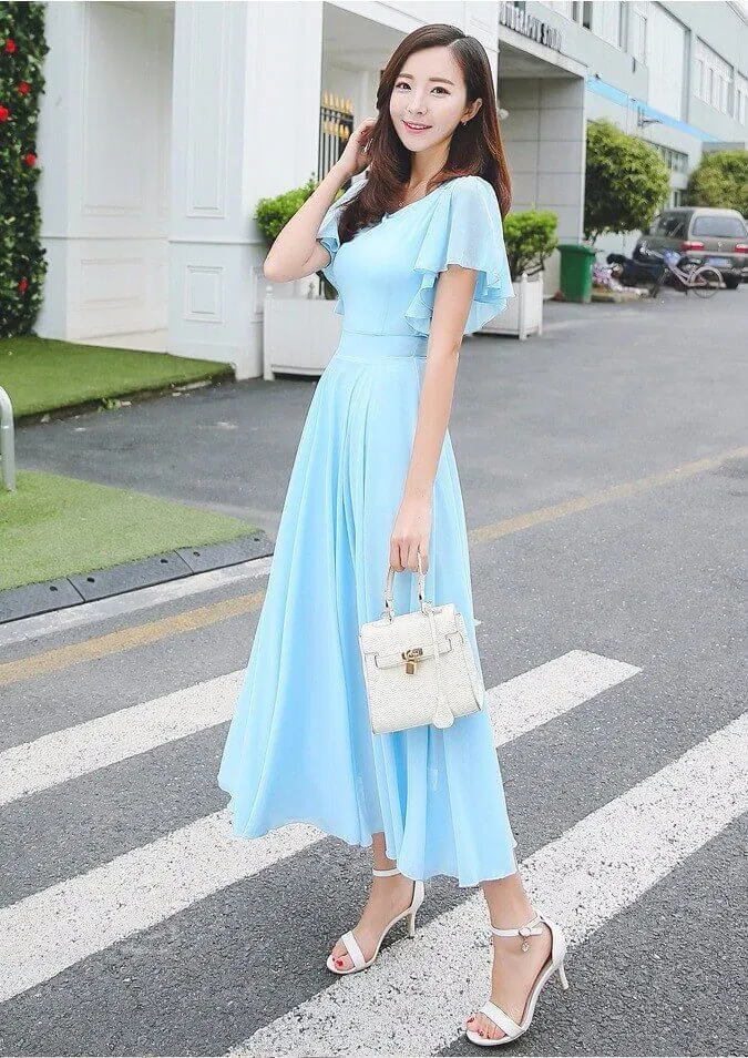 Đầm maxi tay bèo