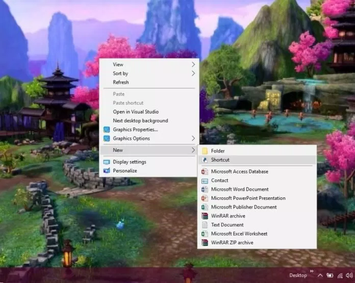 Tạo mới shortcut