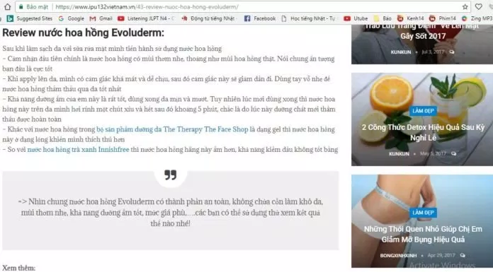 Nước hoa hồng Evoluderm Lotion Tonique