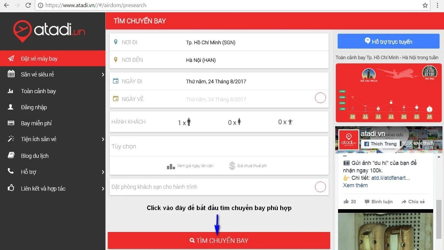 Tìm chuyến bay
