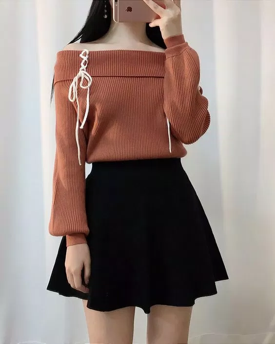 áo len hở vai