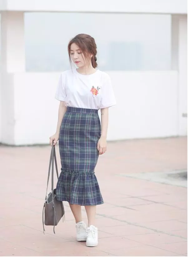 chân váy midi đuôi cá