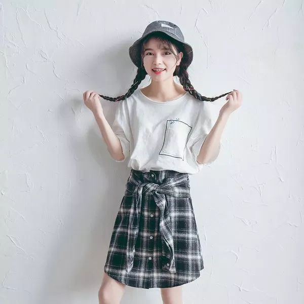 chân váy sơ mi caro