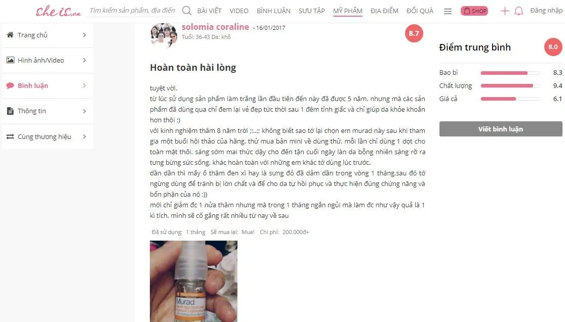 Review serum trị thâm, làm trắng Murad Rapid Age Spot and Pigment Lightening