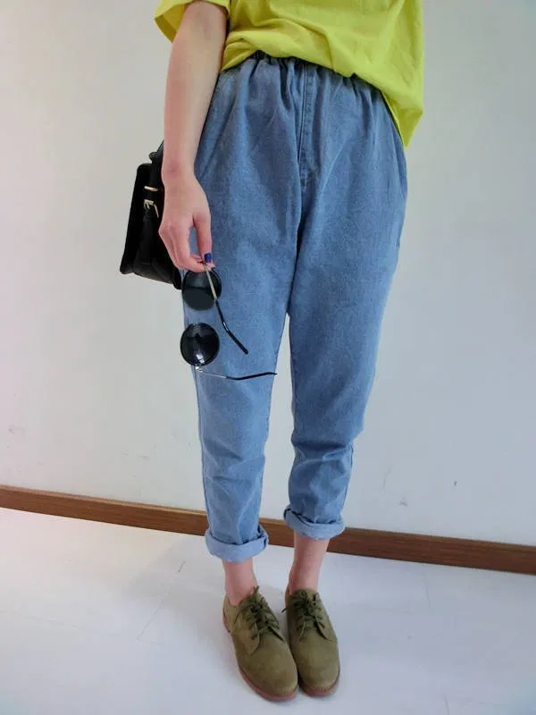 Quần baggy jean trơn