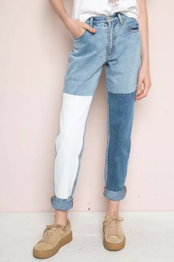 Quần jean phối màu lạ mắt