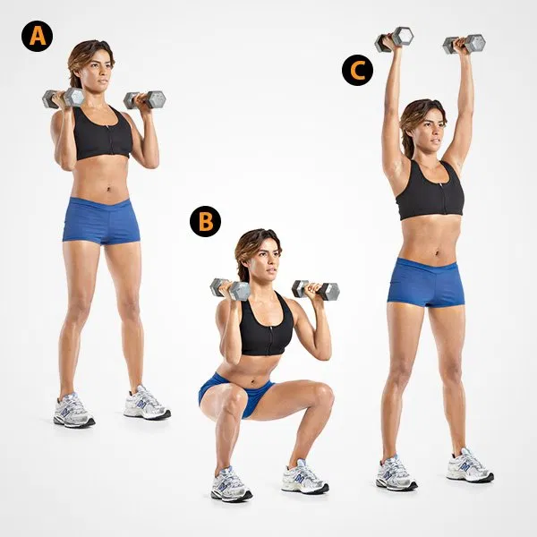 bài tập dumbbell thrusters