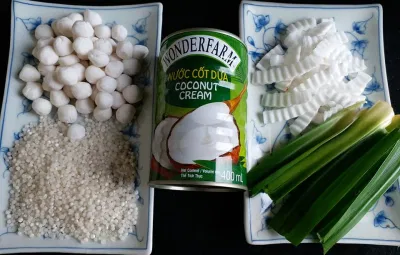 Chè dừa non thạch lá nếp