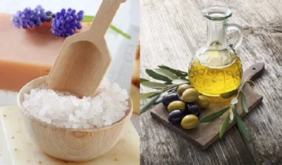 muối biển và dầu oliu