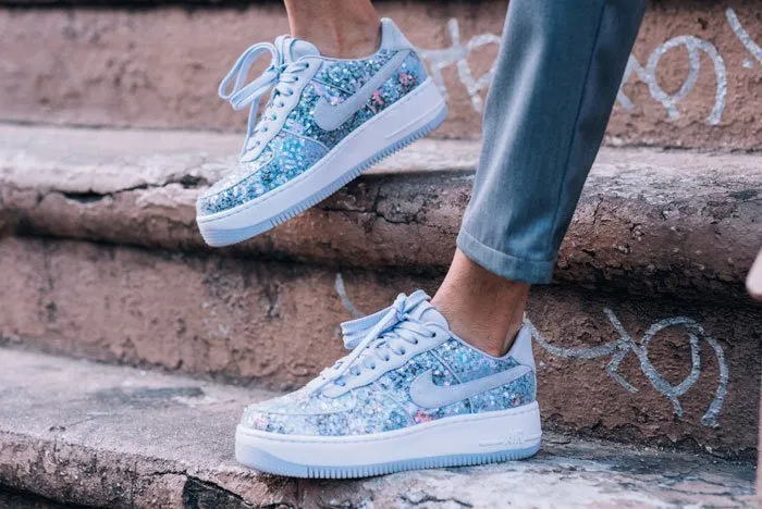Giày nike air force1 upstep blue sequins