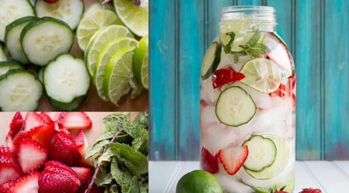 Công thức nước detox từ dưa leo và dâu tây