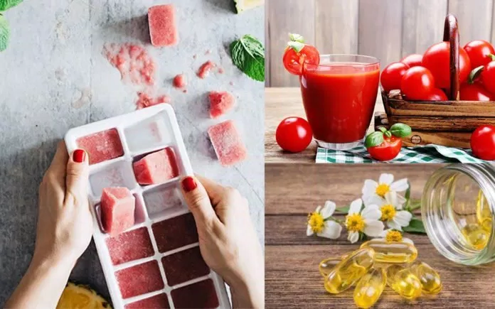 Đá viên cà chua và vitamin E