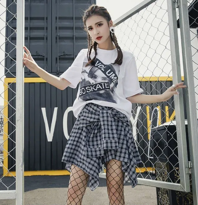 váy ngắn caro sơmi
