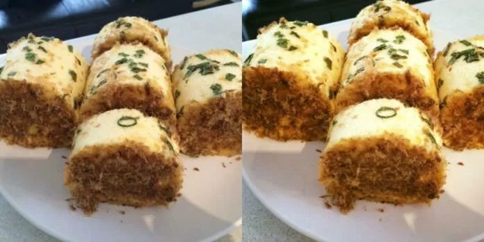 Bánh bông lan mặn cuộn ruốc cá