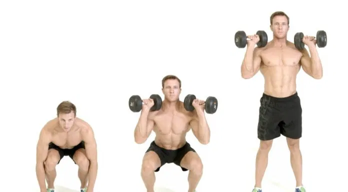 Squat kết hợp nâng đẩy tạ