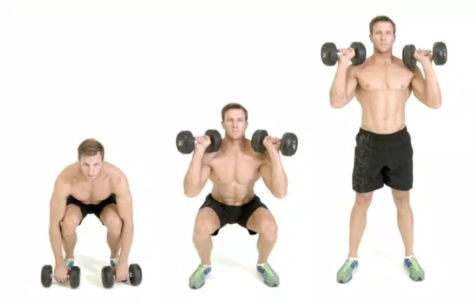 Squat kết hợp nâng đẩy tạ