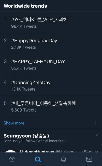WINNER hastag no1 twitter
