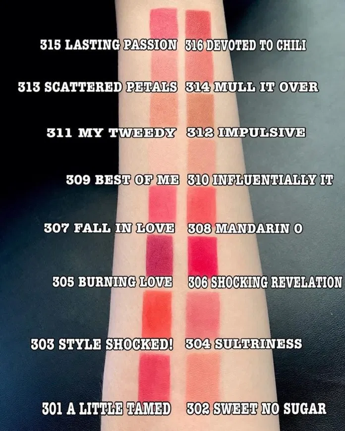 Bảng màu son MAC Powder Kiss Lipstick đa dạng, cuốn hút (nguồn: Internet)