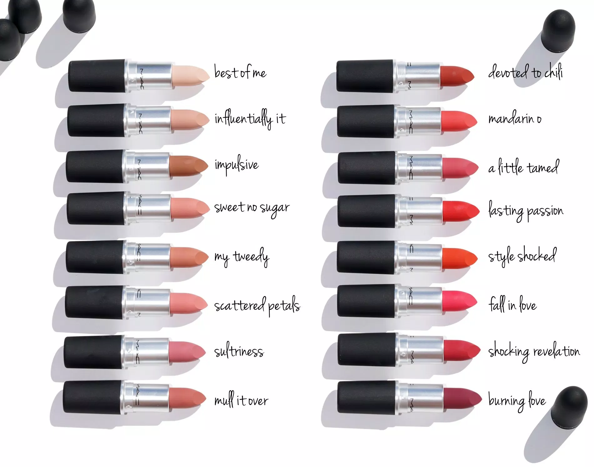 Các màu son mới của dòng MAC Powder Kiss Lipstick (nguồn: Internet)