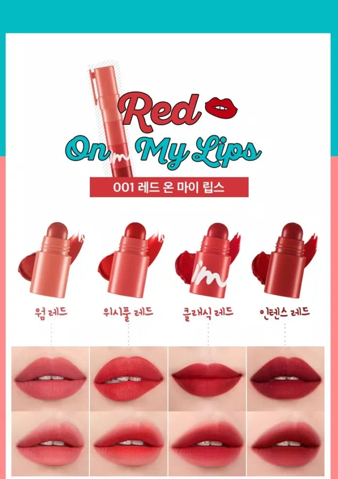 Các gam màu của cây son Red On My Lips (nguồn: Internet)