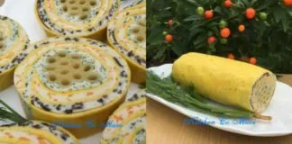 Chả hoa ngũ sắc nhân mì ống