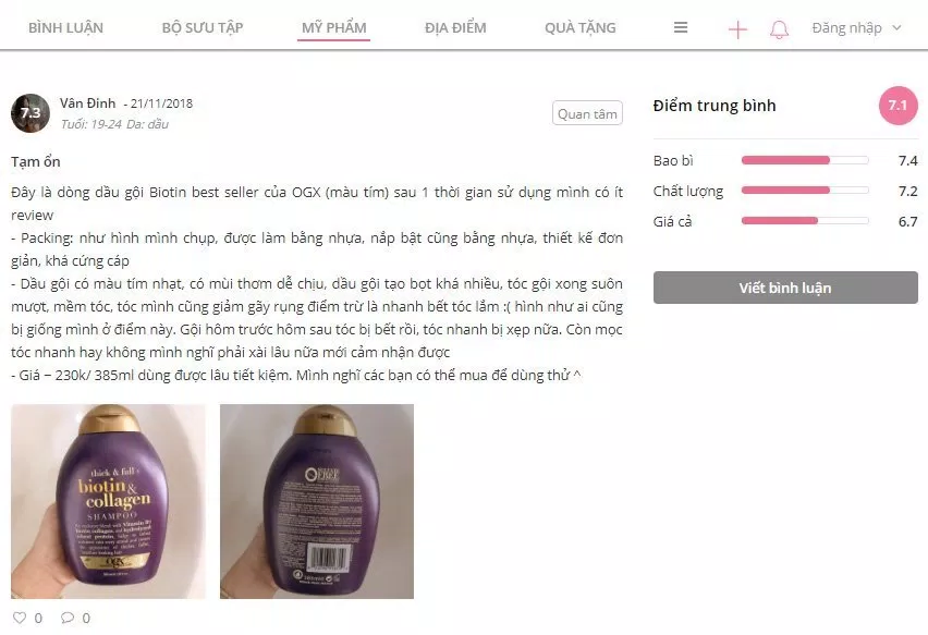 dầu gội đầu biotin collagen chống rụng tóc