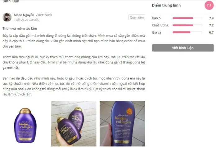 dầu gội đầu biotin collagen chống rụng tóc