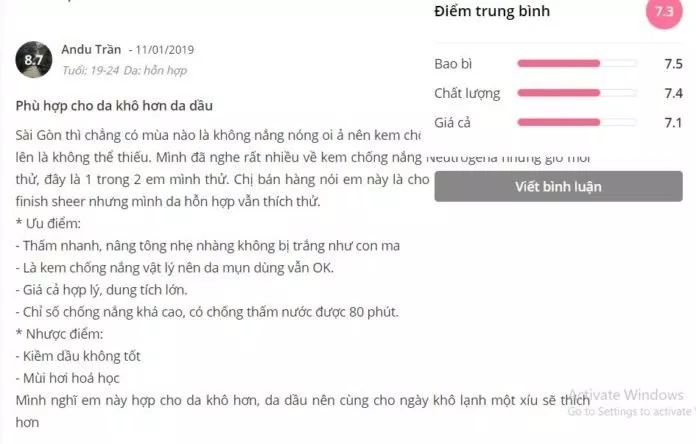 kem chống nắng