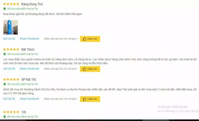 Đánh giá khách hàng trên tiki. (Ảnh: BlogAnChoi)